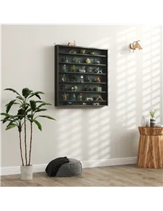 HOMCOM Six Shelf Display Cabinet, with Glass Doors - Black 2