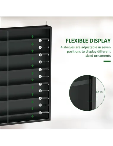 HOMCOM Six Shelf Display Cabinet, with Glass Doors - Black