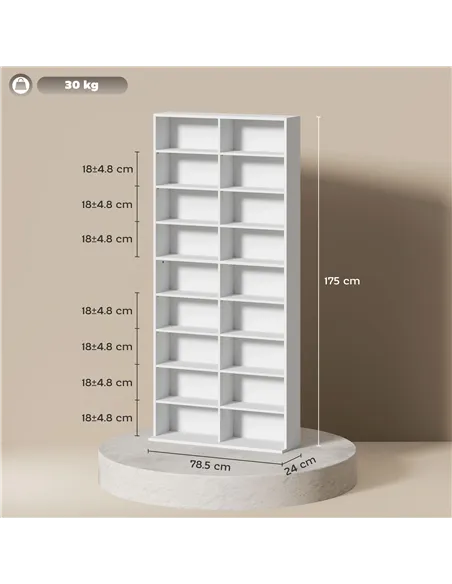 HOMCOM 640 CD Storage Tower - White