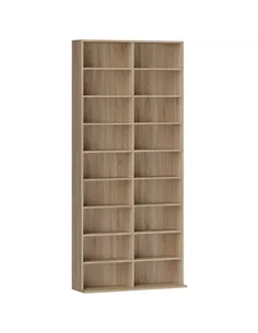 HOMCOM 640 CD Storage Tower - Nature Wood Finish