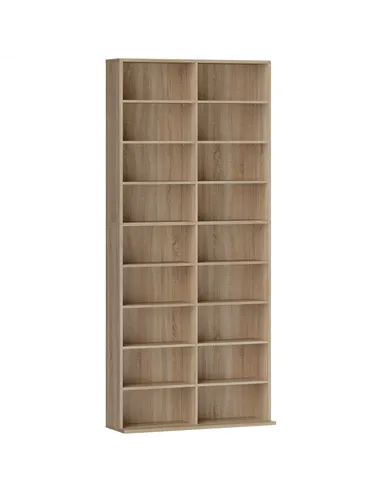 HOMCOM 640 CD Storage Tower - Nature Wood Finish