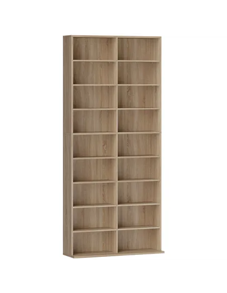 HOMCOM 640 CD Storage Tower - Nature Wood Finish