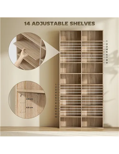 HOMCOM 640 CD Storage Tower - Nature Wood Finish