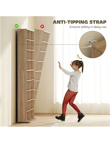 HOMCOM 640 CD Storage Tower - Nature Wood Finish