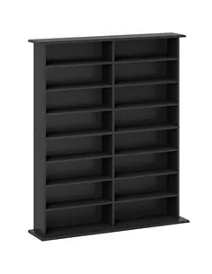 HOMCOM 16-Compartment Media Shelf - Black