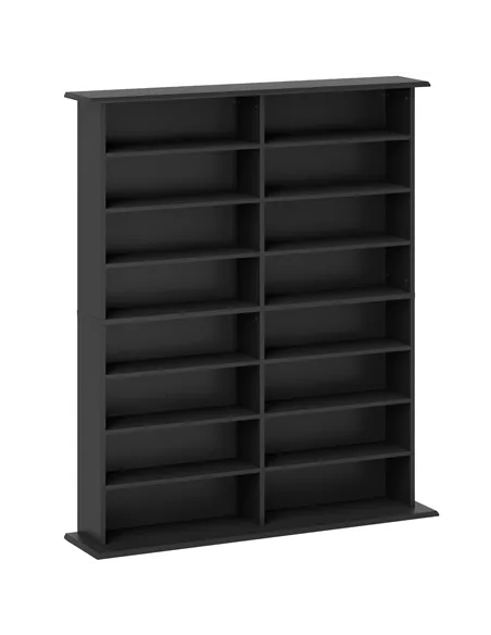 HOMCOM 16-Compartment Media Shelf - Black