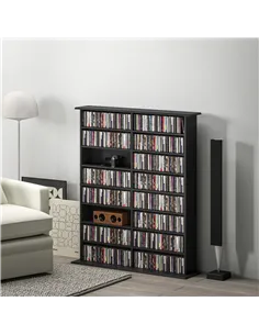 HOMCOM 16-Compartment Media Shelf - Black 2