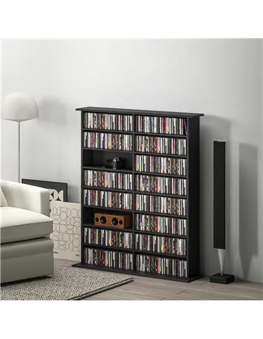 HOMCOM 16-Compartment Media Shelf - Black