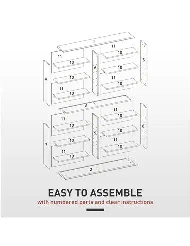 HOMCOM 16-Compartment Media Shelf - Black