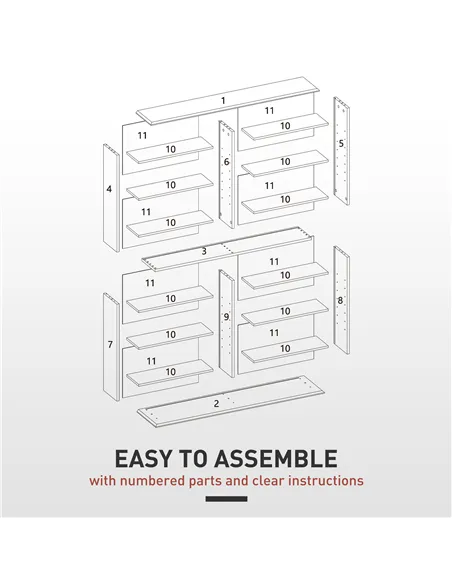 HOMCOM 16-Compartment Media Shelf - Black