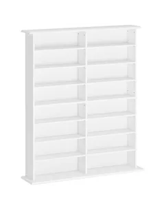 HOMCOM 16-Compartment Media Shelf- White