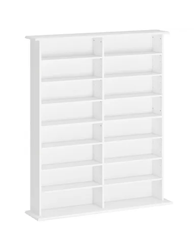 HOMCOM 16-Compartment Media Shelf- White