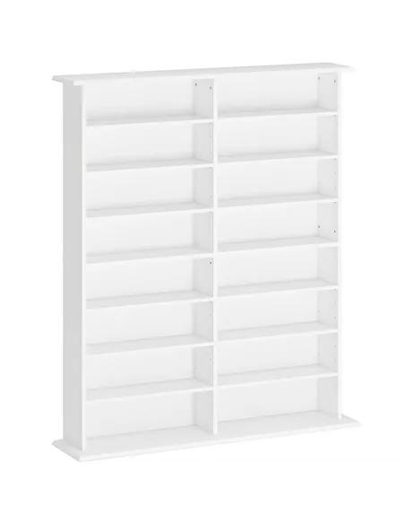 HOMCOM 16-Compartment Media Shelf- White