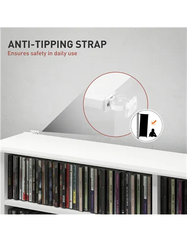 HOMCOM 16-Compartment Media Shelf- White