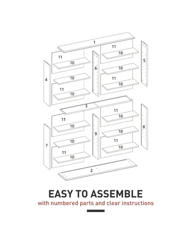 HOMCOM 16-Compartment Media Shelf- White