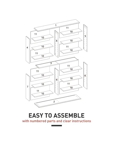 HOMCOM 16-Compartment Media Shelf- White