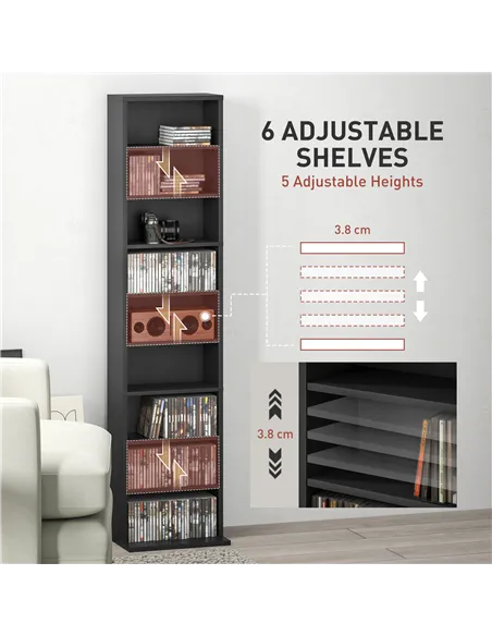 HOMCOM 260 Narrow CD Storage Unit - Black