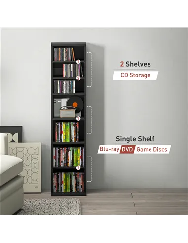 HOMCOM 260 Narrow CD Storage Unit - Black