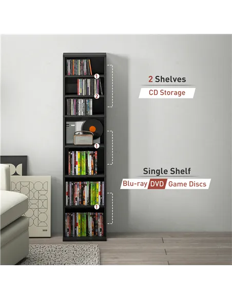 HOMCOM 260 Narrow CD Storage Unit - Black