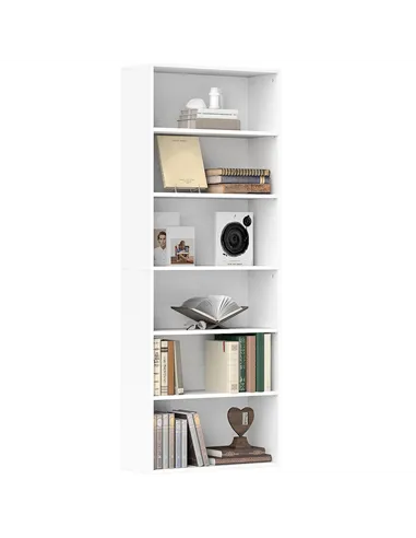 HOMCOM Six Shelf Bookcase - White