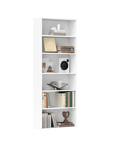 HOMCOM Six Shelf Bookcase - White