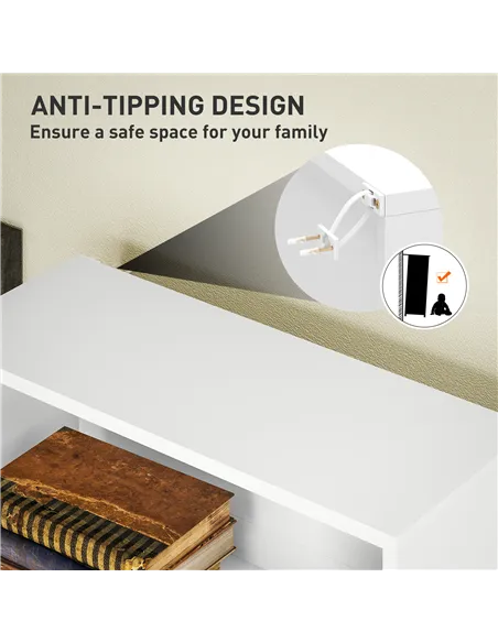 HOMCOM Six Shelf Bookcase - White