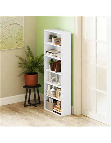 HOMCOM Six Shelf Bookcase - White