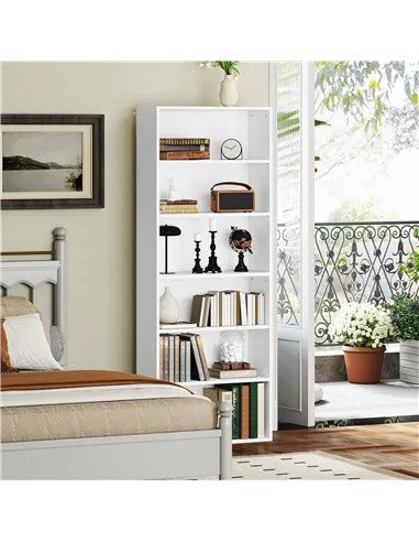 HOMCOM Six Shelf Bookcase - White