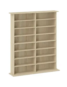 HOMCOM 16-Compartment Media Shelf - Nature Wood Finish