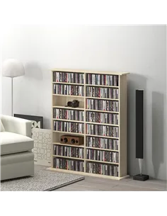 HOMCOM 16-Compartment Media Shelf - Nature Wood Finish 2