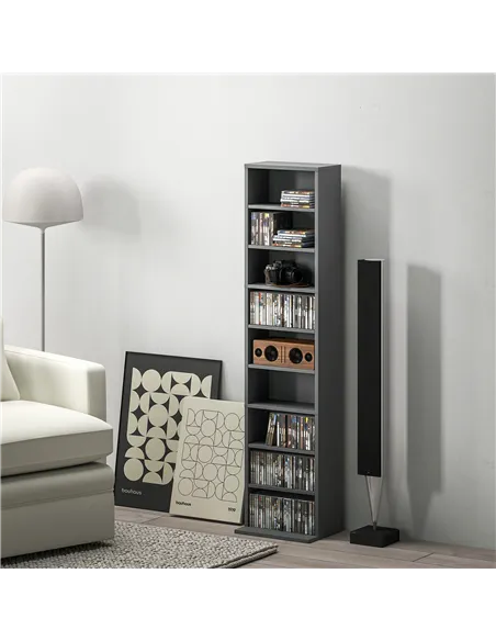 HOMCOM 260 Narrow CD Storage Unit - Grey