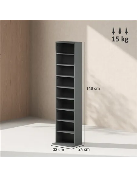 HOMCOM 260 Narrow CD Storage Unit - Grey