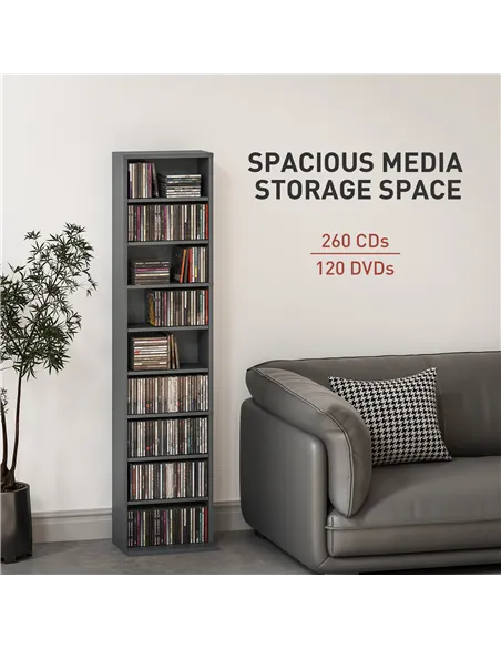 HOMCOM 260 Narrow CD Storage Unit - Grey