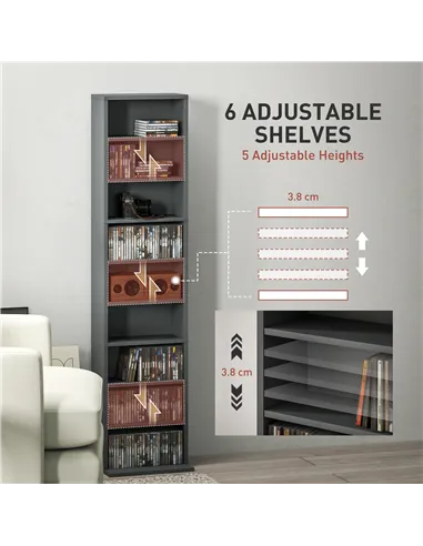 HOMCOM 260 Narrow CD Storage Unit - Grey