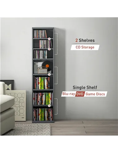 HOMCOM 260 Narrow CD Storage Unit - Grey