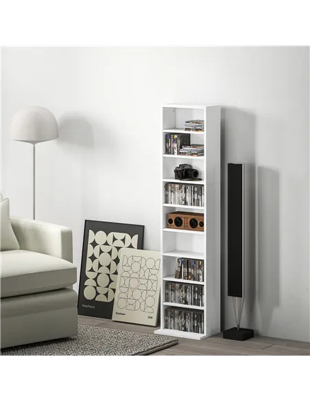 HOMCOM 260 Narrow CD Storage Unit - White