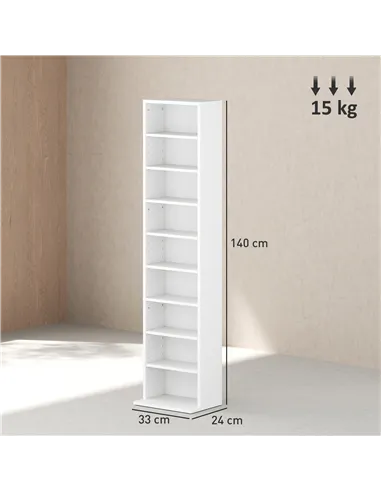 HOMCOM 260 Narrow CD Storage Unit - White