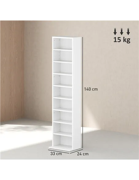HOMCOM 260 Narrow CD Storage Unit - White