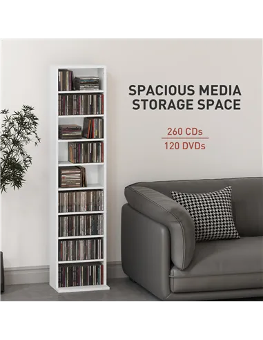 HOMCOM 260 Narrow CD Storage Unit - White