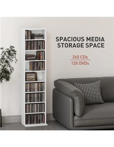 HOMCOM 260 Narrow CD Storage Unit - White