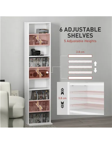 HOMCOM 260 Narrow CD Storage Unit - White