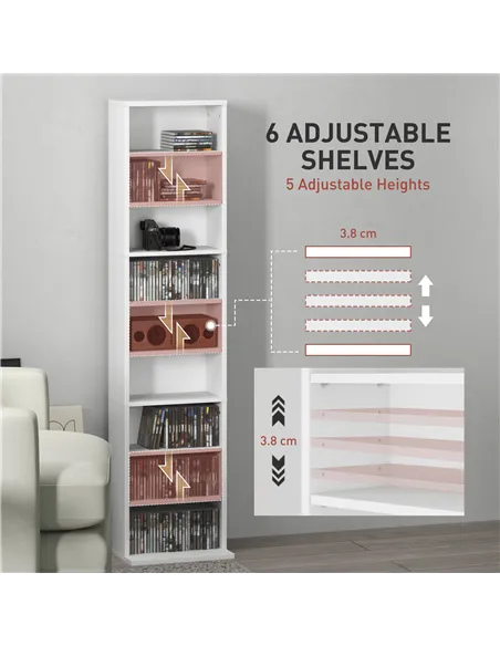 HOMCOM 260 Narrow CD Storage Unit - White