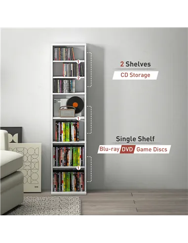 HOMCOM 260 Narrow CD Storage Unit - White