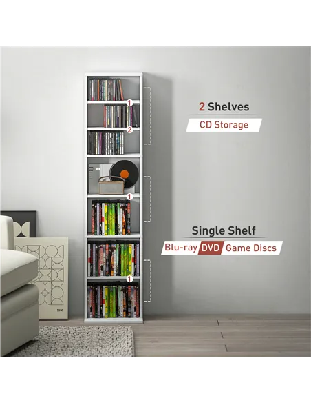 HOMCOM 260 Narrow CD Storage Unit - White