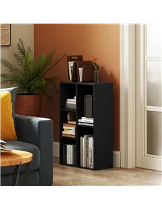 HOMCOM 2-Tier Bookshelf with 5 Compartments - Black 2