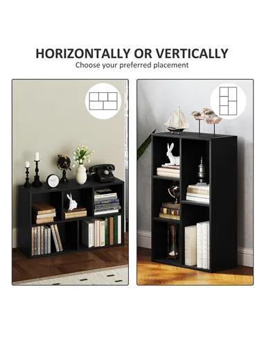 HOMCOM 2-Tier Bookshelf with 5 Compartments - Black