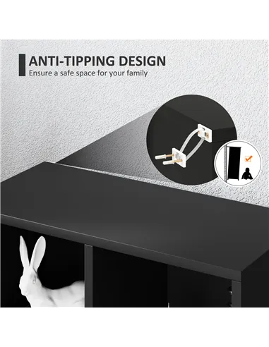 HOMCOM 2-Tier Bookshelf with 5 Compartments - Black