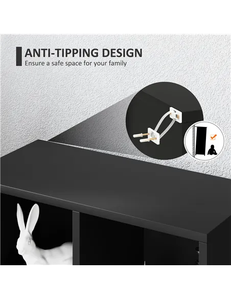 HOMCOM 2-Tier Bookshelf with 5 Compartments - Black