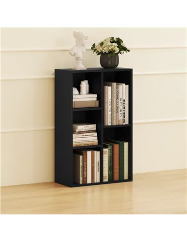 HOMCOM 2-Tier Bookshelf with 5 Compartments - Black