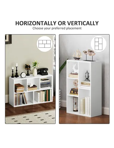 HOMCOM 2-Tier Bookshelf with 5 Compartments - White